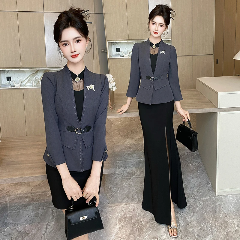 高端酒店前台迎宾礼服夜店KTV包房气质制服足浴桑拿按摩套装显瘦