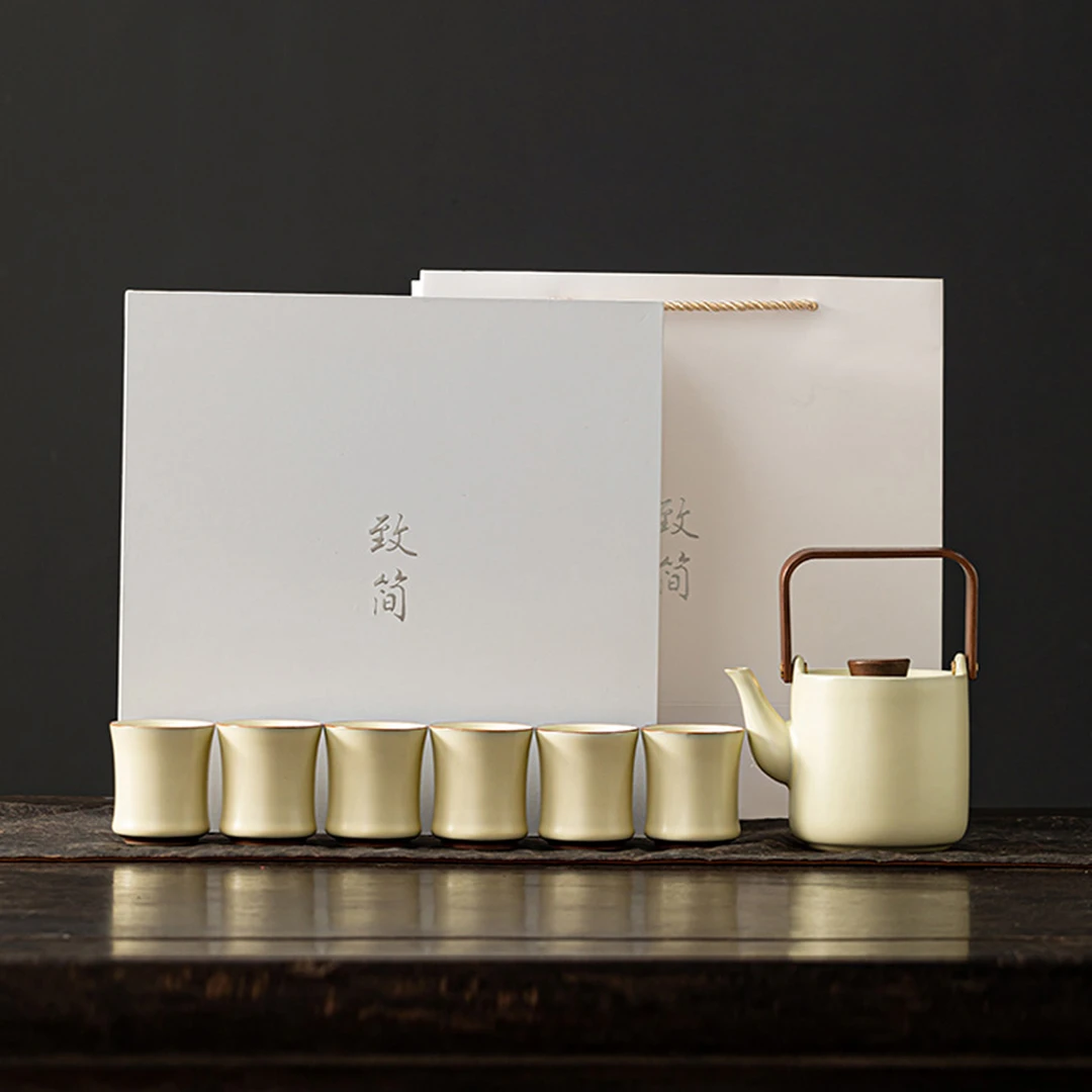 汝窑提梁壶茶具套装家用客厅办公室陶瓷泡茶壶茶杯茶盘功夫茶具