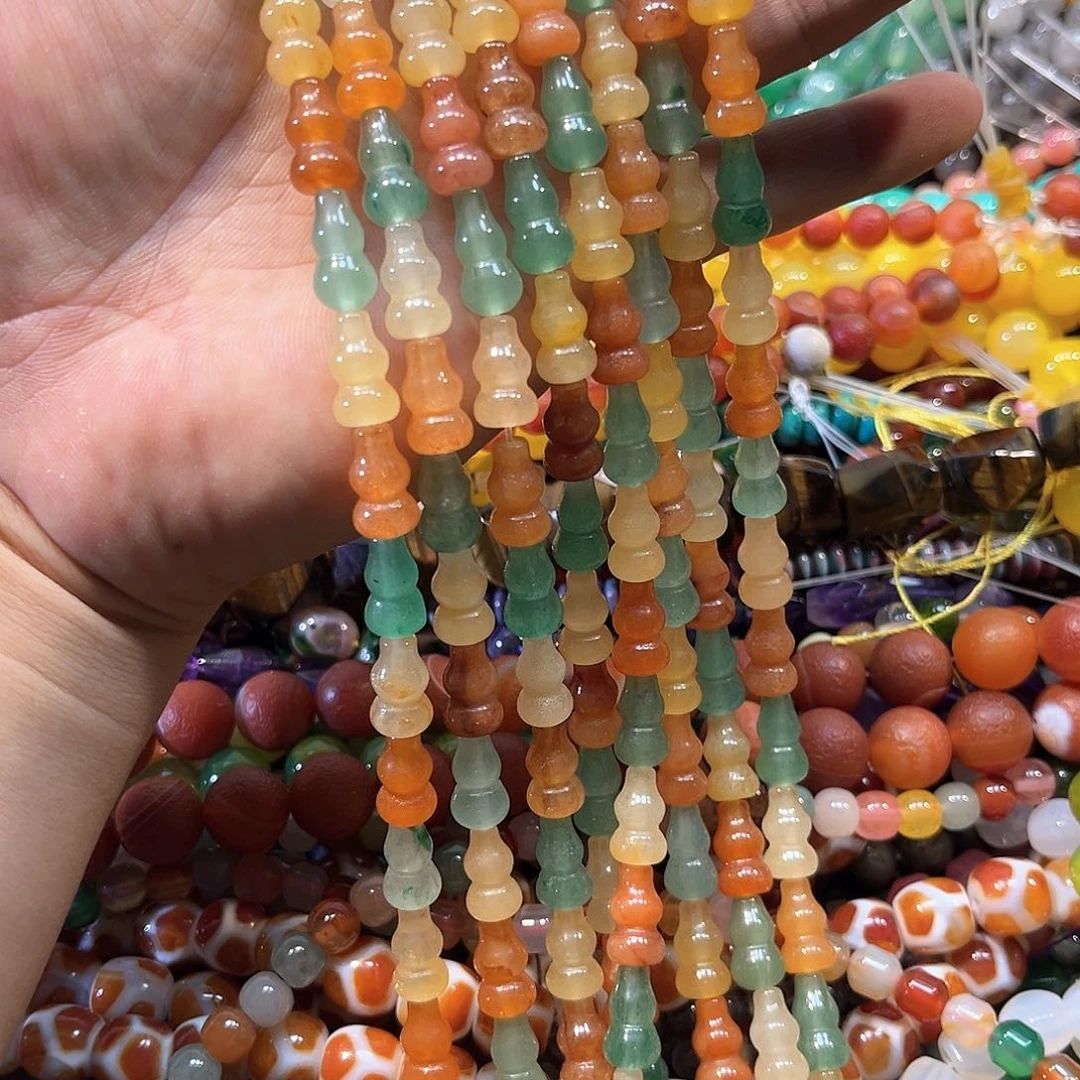 玛瑙/玉髓合金珠宝半成品多宝葫芦一条8x13mm