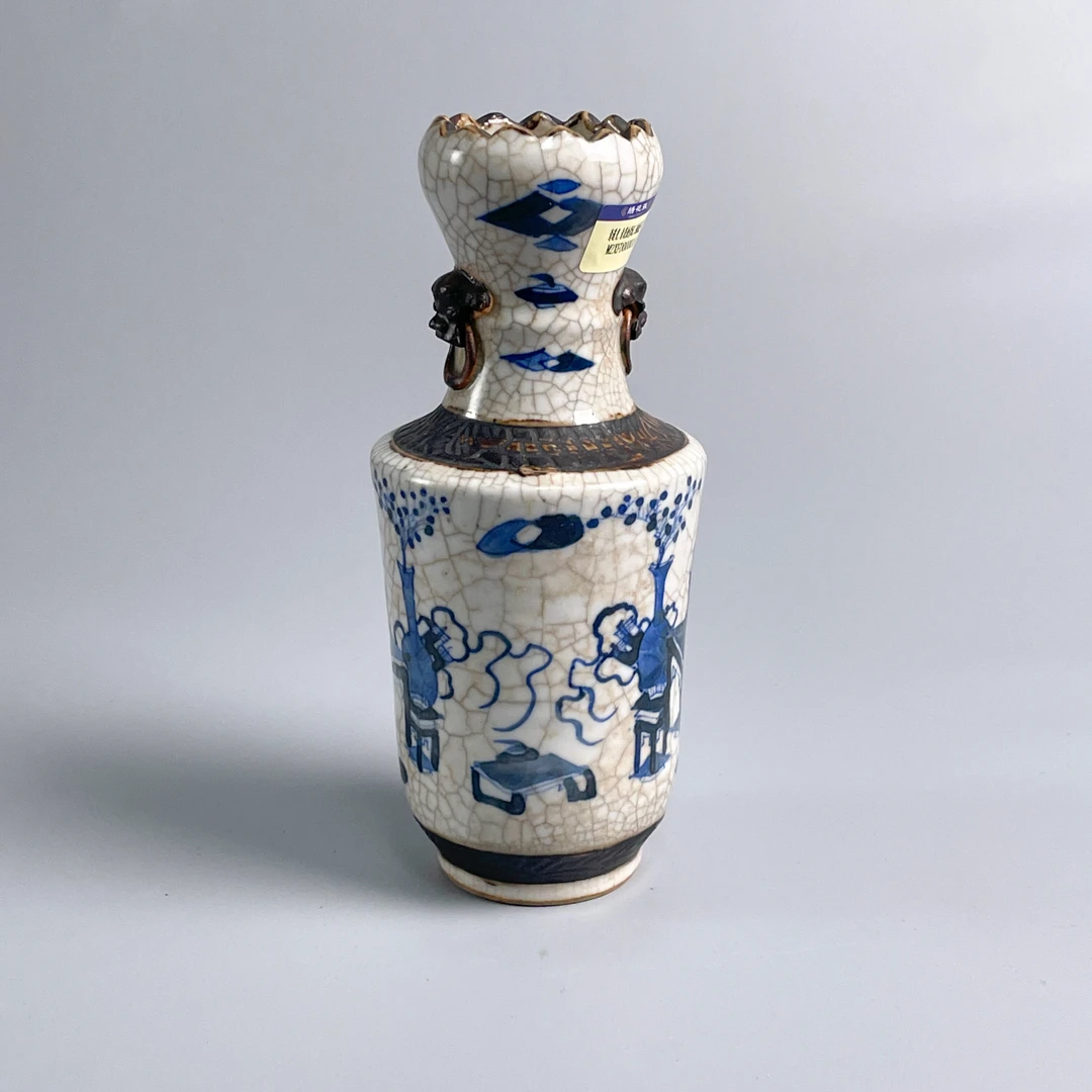 清道光 青花铁骨泥三娘教子瓶-M2XFD000016