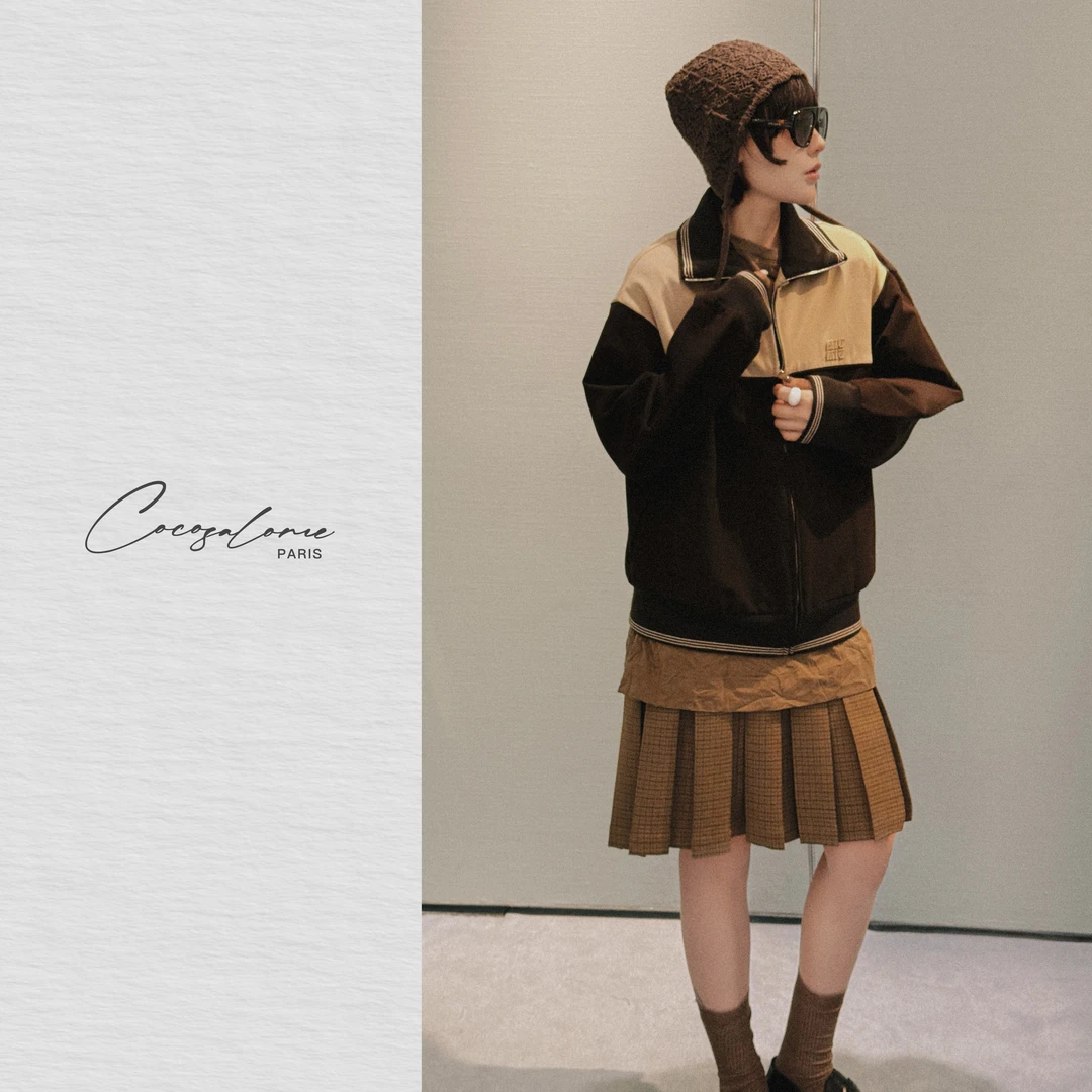 韩彬彬"百褶裙"羊毛混纺咖格琥珀流光弹力显瘦百褶半身裙2203-2