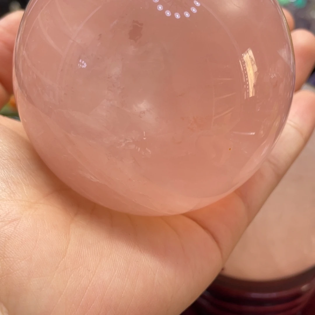 未镶嵌珠宝半成品水晶MM粉水晶球C3249