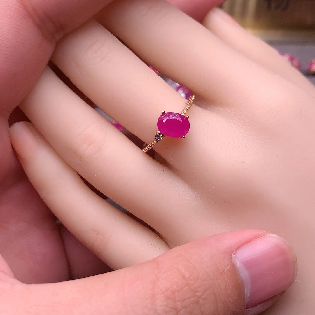 红宝石戒指银S925镶嵌