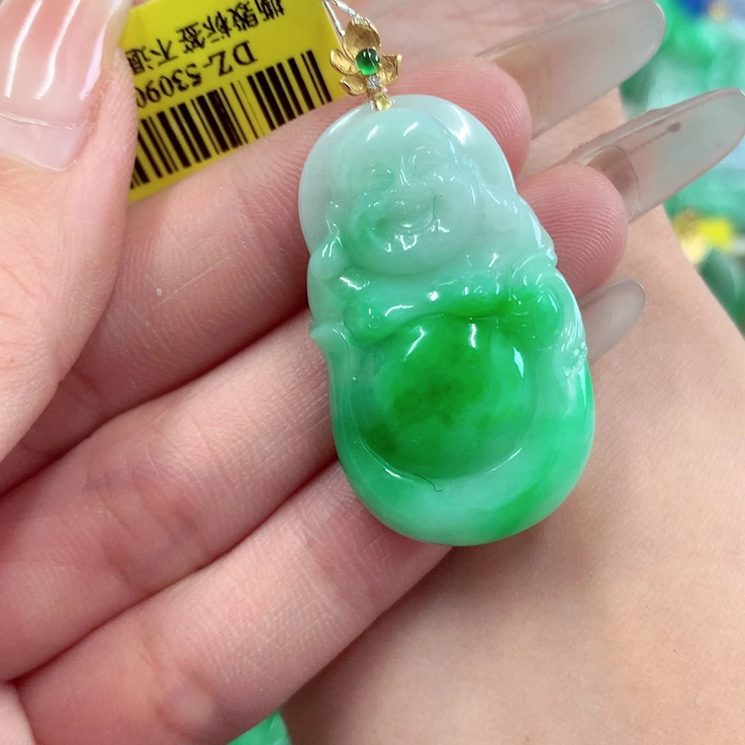 翡翠18K金镶嵌吊坠(不含链)