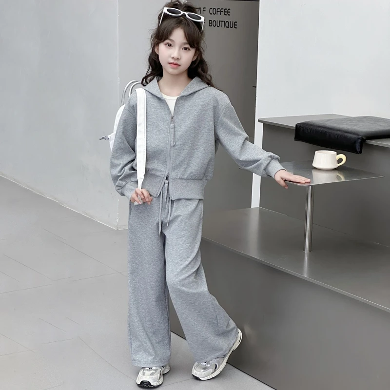女童春装套装2025新款洋气女大童春季女孩儿童运动卫衣春秋两件套