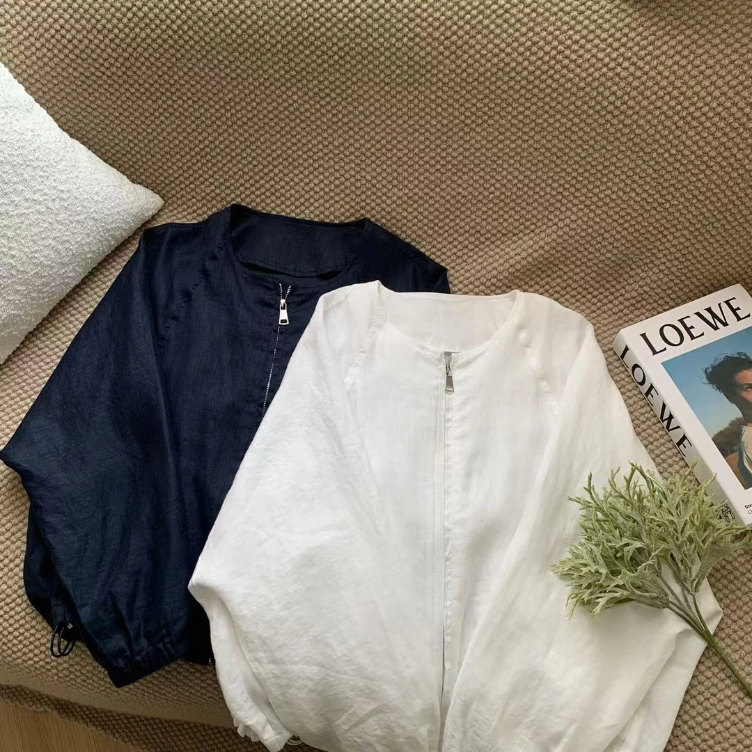 素心轻奢 2025春夏新款纯亚麻防晒服休闲宽松薄款外套13054