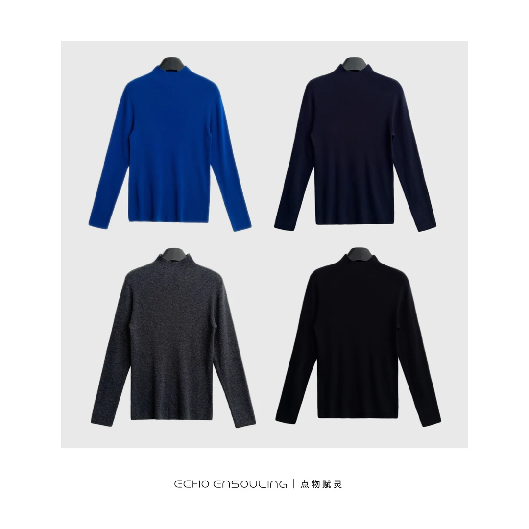 ECHO ENSOULING/点物赋灵E22390超细羊毛半高领打底衫百搭