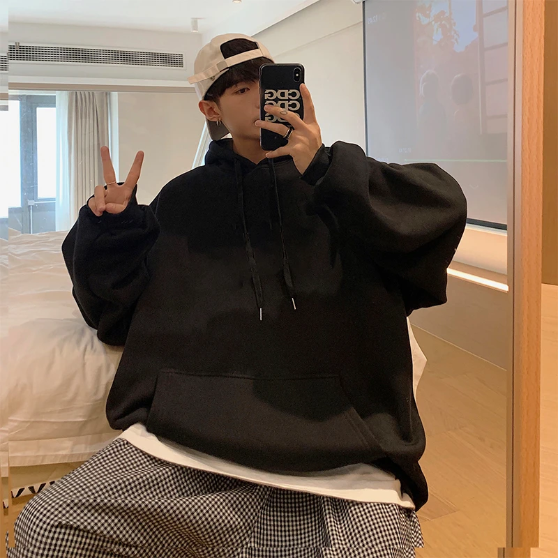 【重磅400G面料】秋冬季连帽卫衣韩版情侣纯色美式宽松百搭连帽潮流