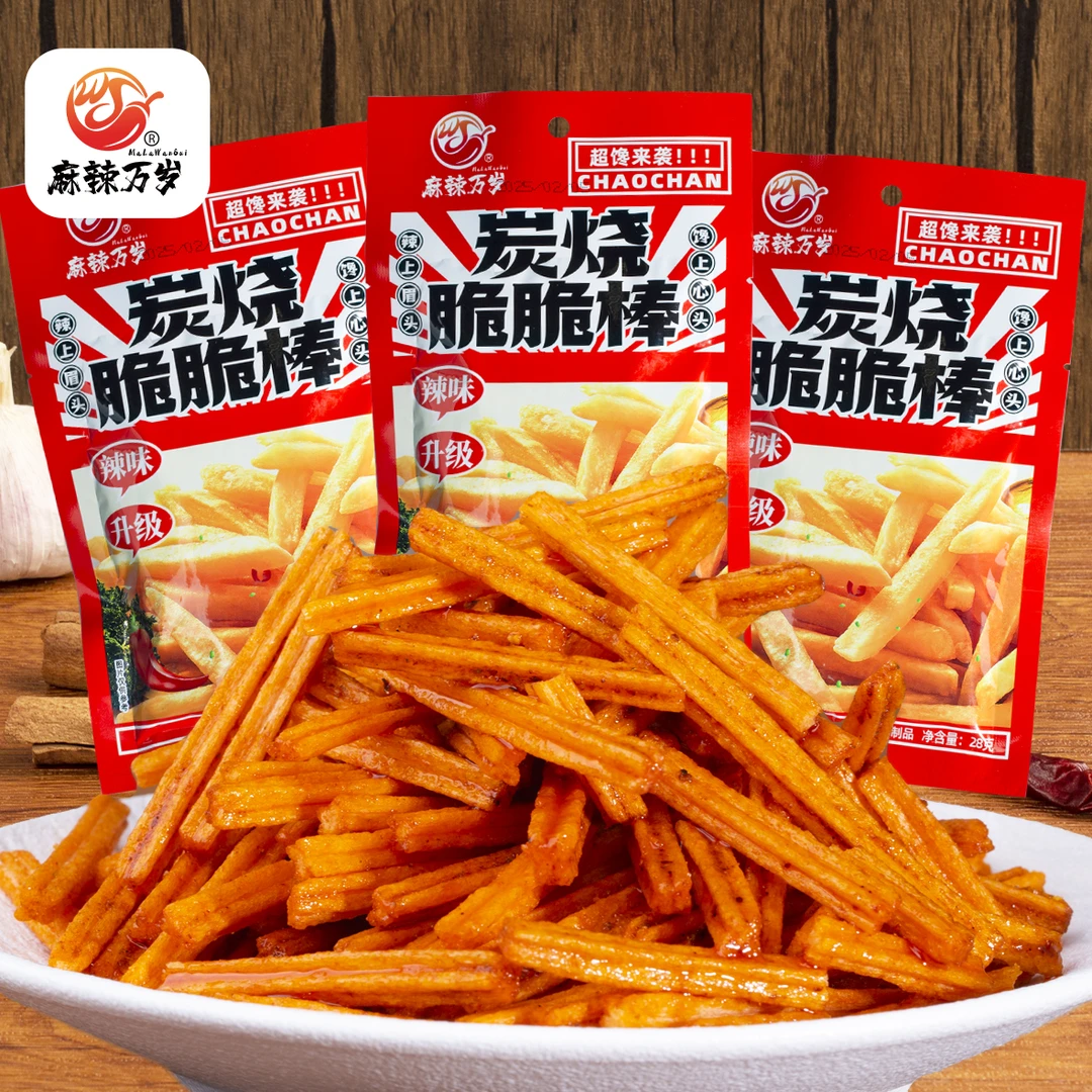 麻辣万岁香脆辣条炭烧脆脆棒麻辣味休闲追剧零食