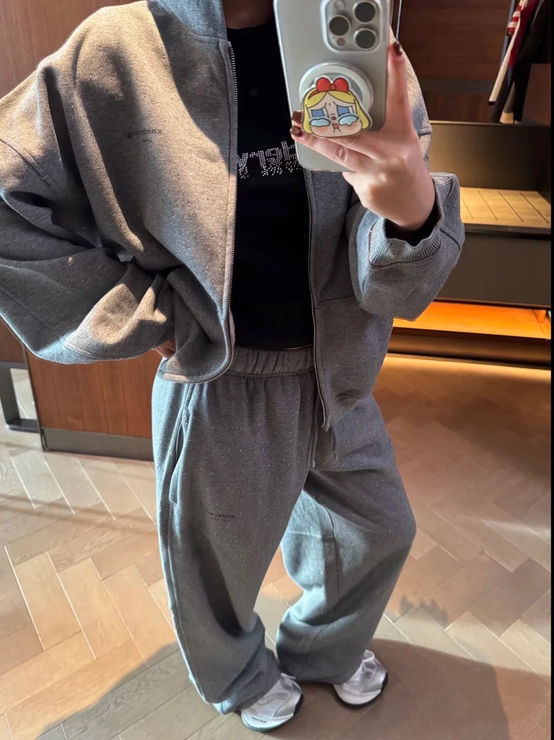 拉链开衫闪闪卫衣加绒连帽宽松oversize巨好看百搭