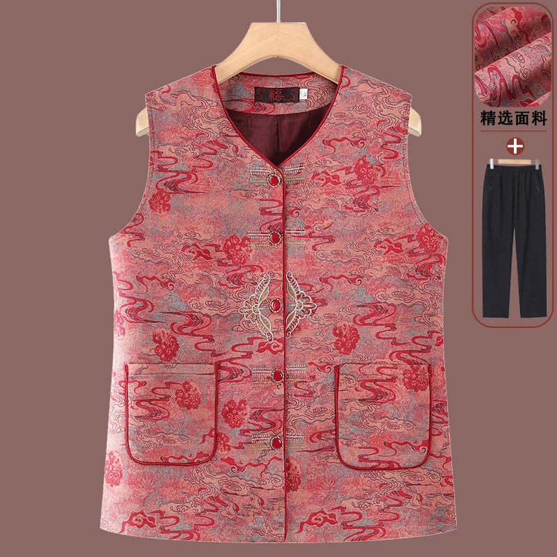 奶奶春装马甲洋气中老年女装春秋薄款妈妈装休闲背心国风坎肩老人