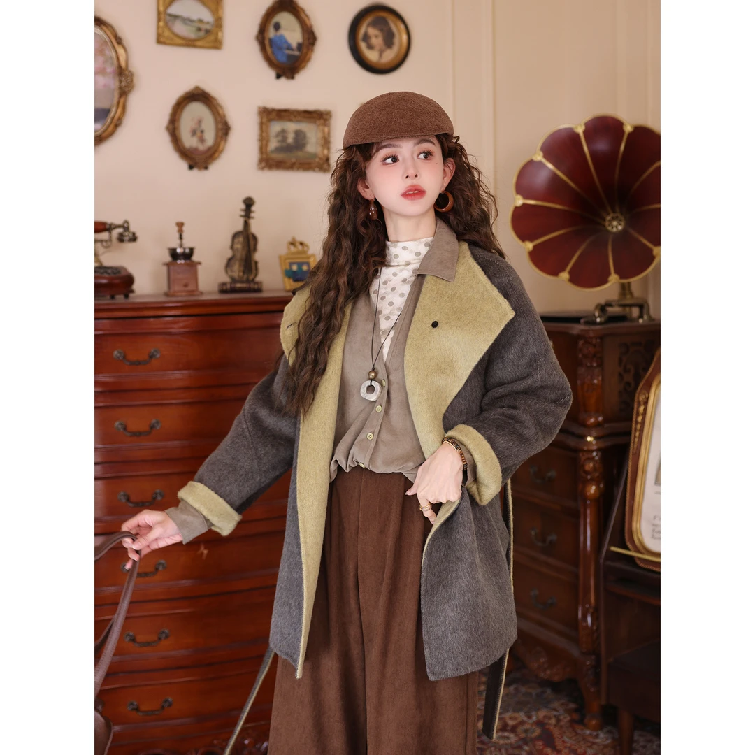 陈大器【西风起】港风复古羊毛呢子风衣休闲百搭显瘦大衣JC1989370