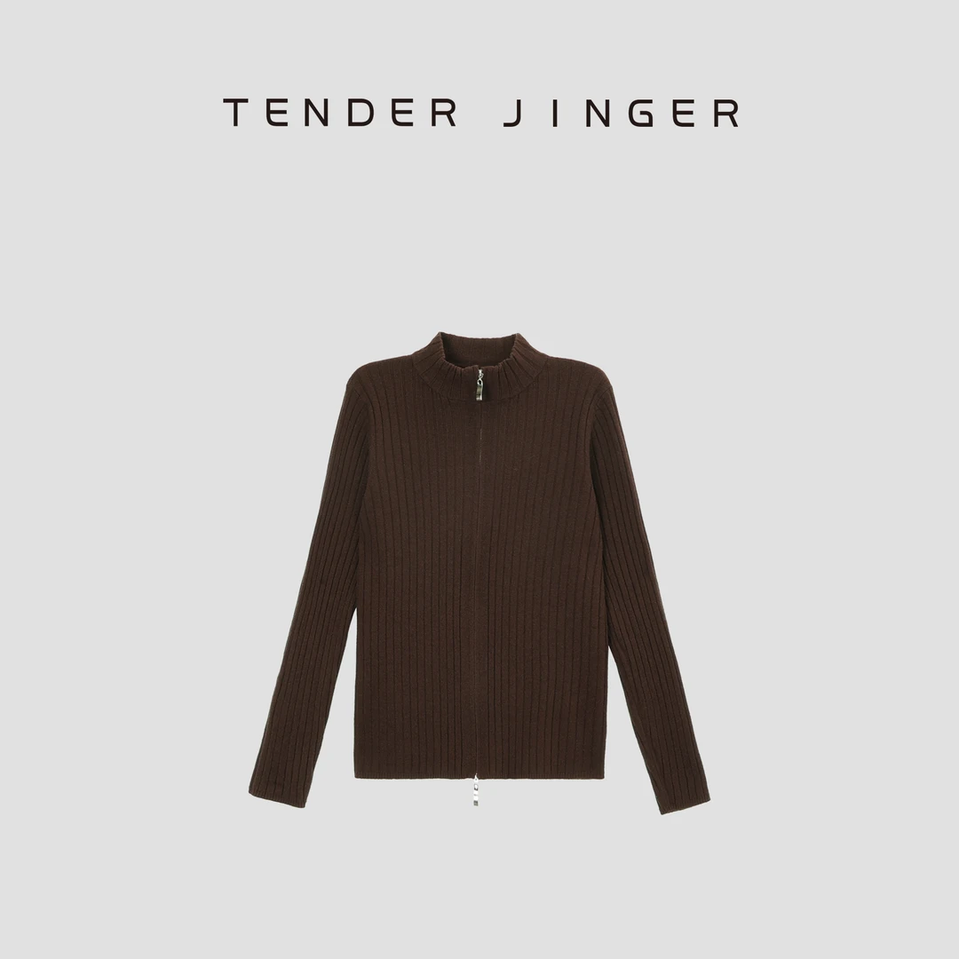 【专柜】双开拉链坑条小高领针织开衫T44SCC77797