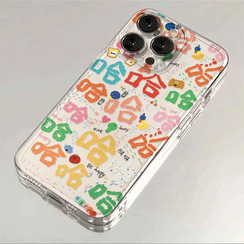 【店铺热销】彩色哈哈哈适用苹果15PROMAX手机壳iPhone14女13个性
