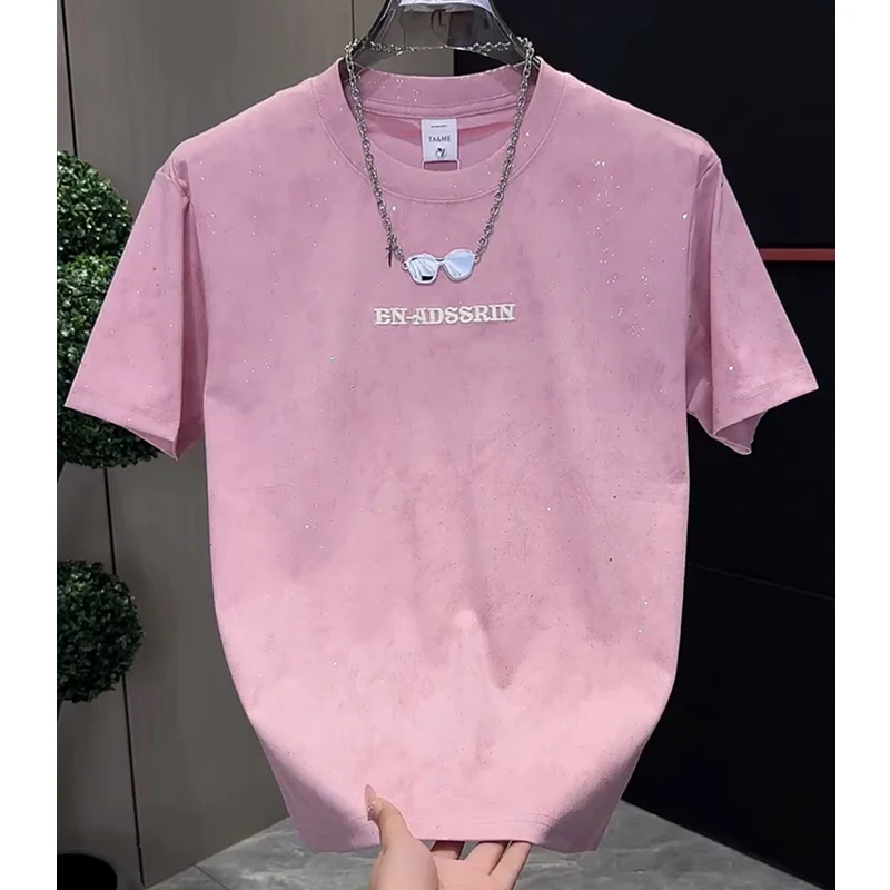 2025款男士短袖t恤夏季时尚扎染潮牌半袖T恤韩版宽松上衣刺绣男装