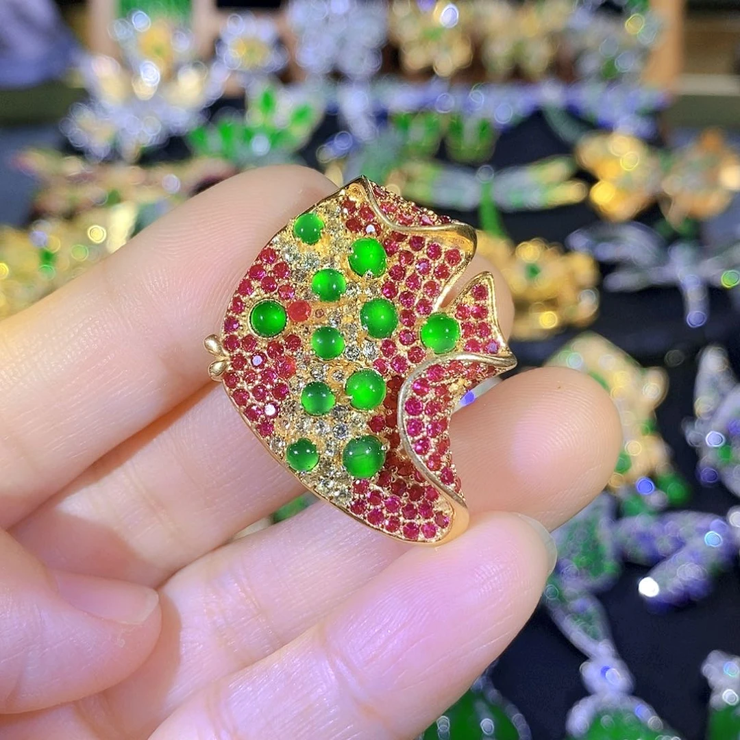 吊坠(不含链)银S925镶嵌翡翠