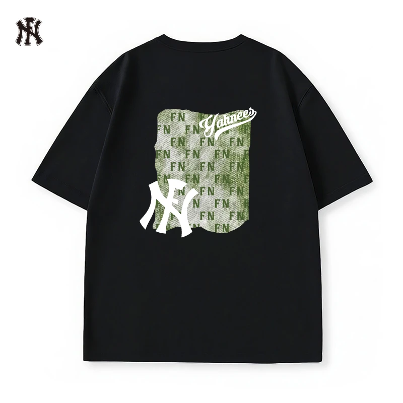 新款夏季情侣纯棉宽松透气舒适短袖大码百搭圆领印花男款休闲T恤