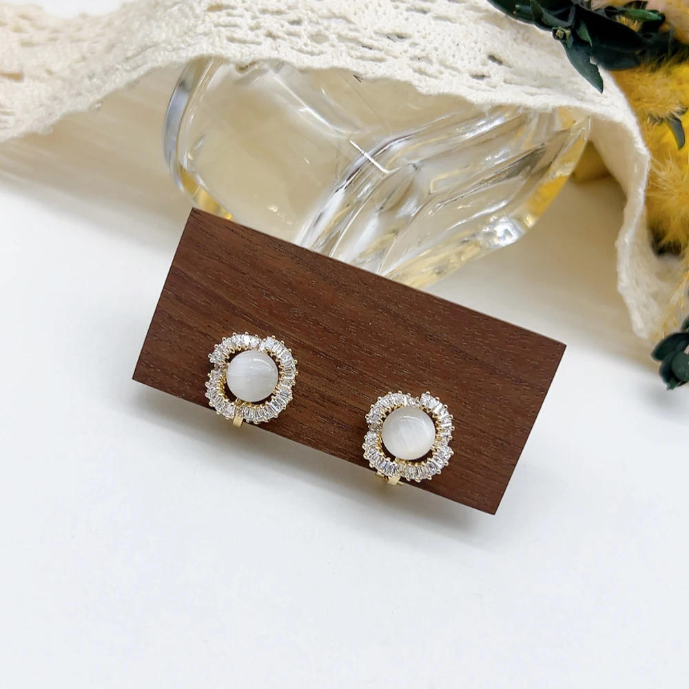 铜合金仿水晶耳饰 耳夹 02784 好啊商店 水J微镶耳夹-金色