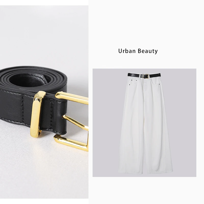 莱赛尔软牛仔阔腿牛仔裤休闲裤白色时尚百搭女士复古简约DF2035