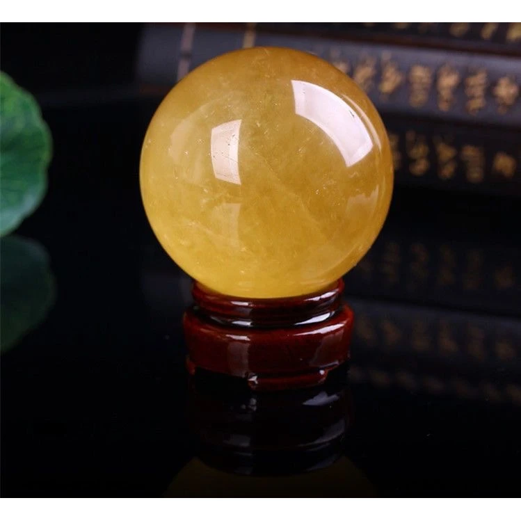 天然打磨黄色水晶球家居装饰摆件