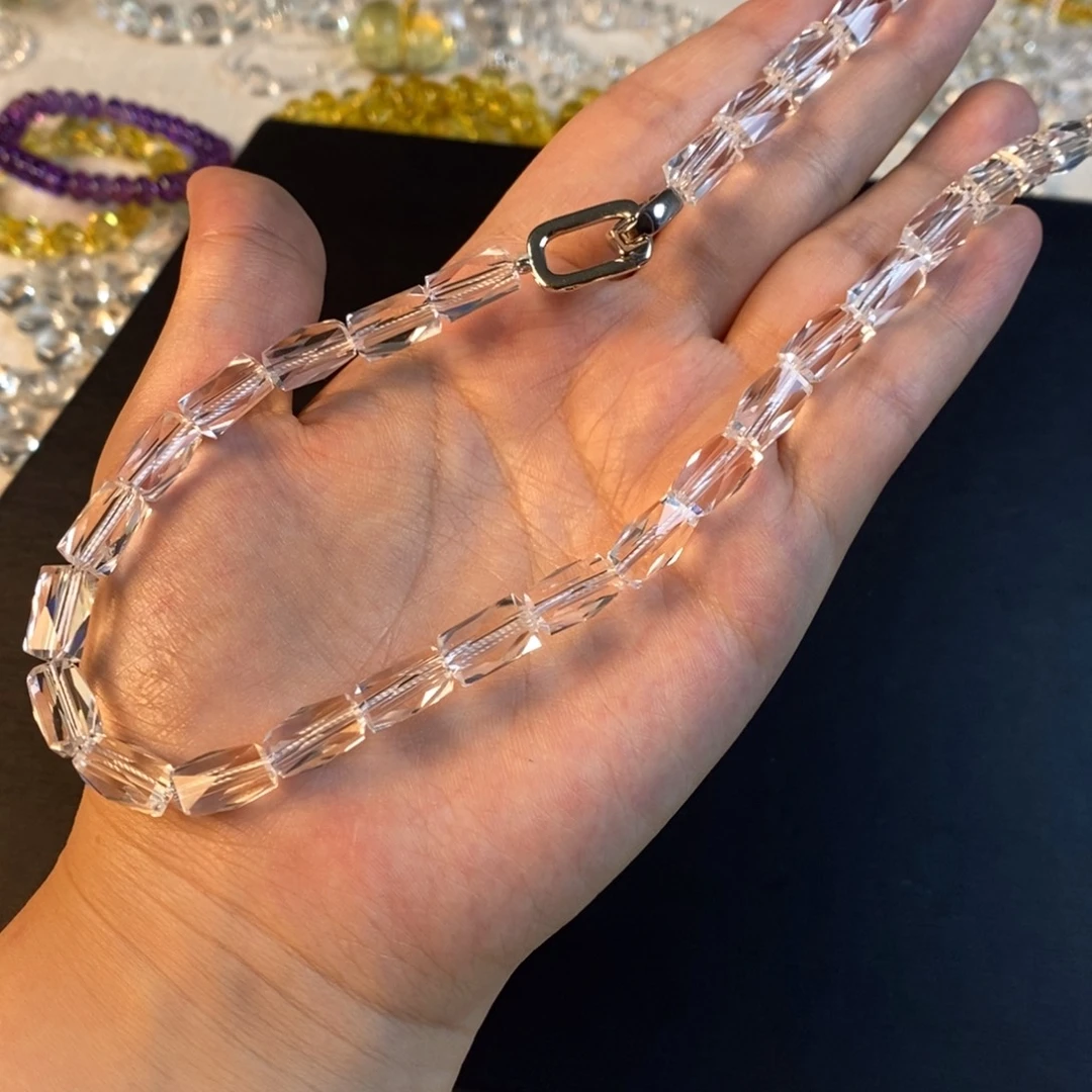 水晶手串未镶嵌项链白水长切割面