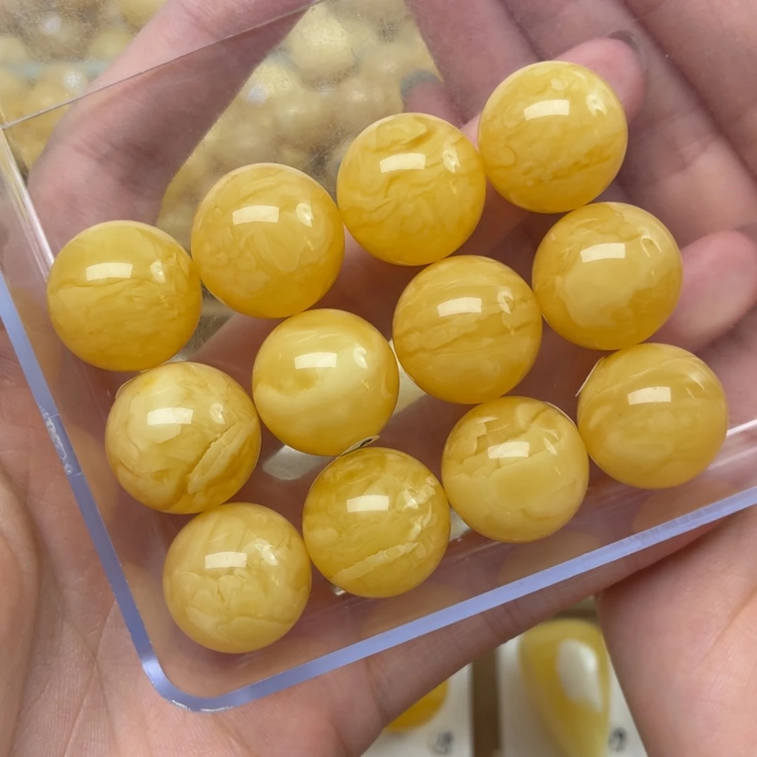 裸石蜜蜡未镶嵌蜜蜡圆珠手串18+