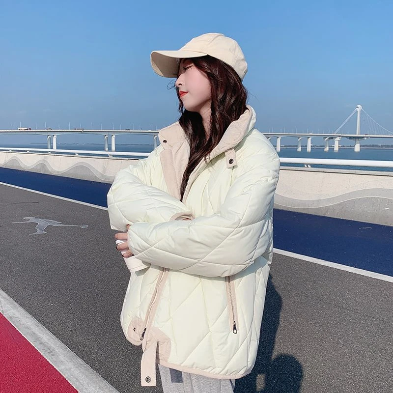 欧货菱格短款棉衣棉服女2025年新款潮早春秋冬季外套夹棉厚棉袄子