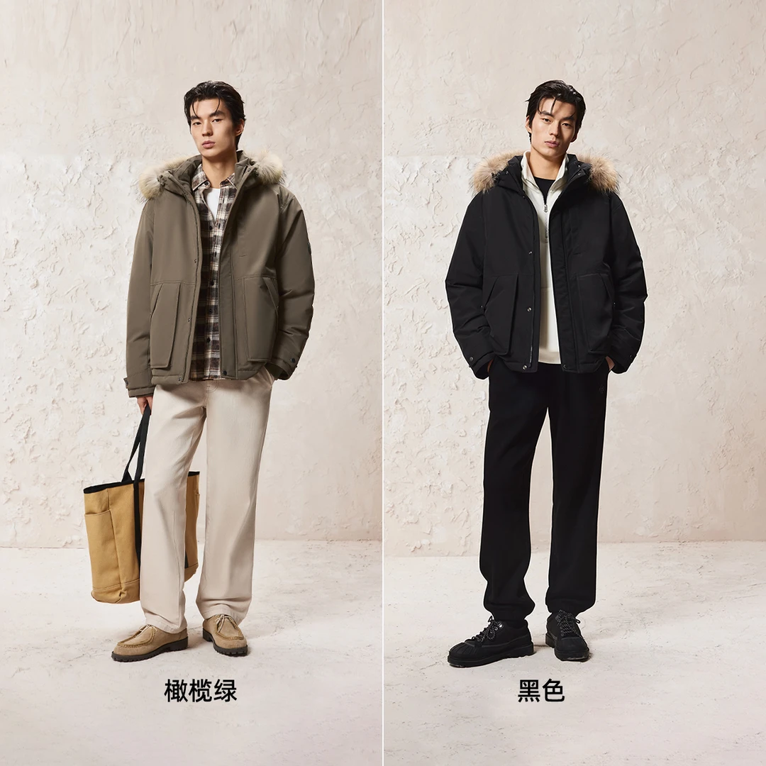 【防泼水】杰克琼斯可拆卸毛领羽绒服机能风派克服冬季连帽男装外套