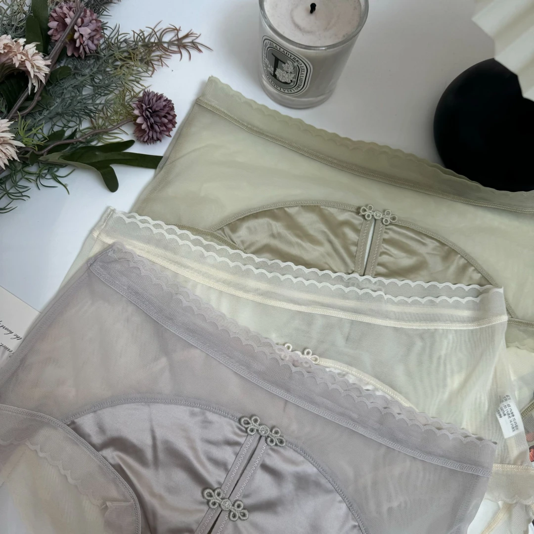 2025新款新中式蕾丝锻料鎏金透气时尚薄款网红提花内裤2698