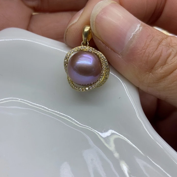 淡水珍珠吊坠(不含链)银S925镶嵌