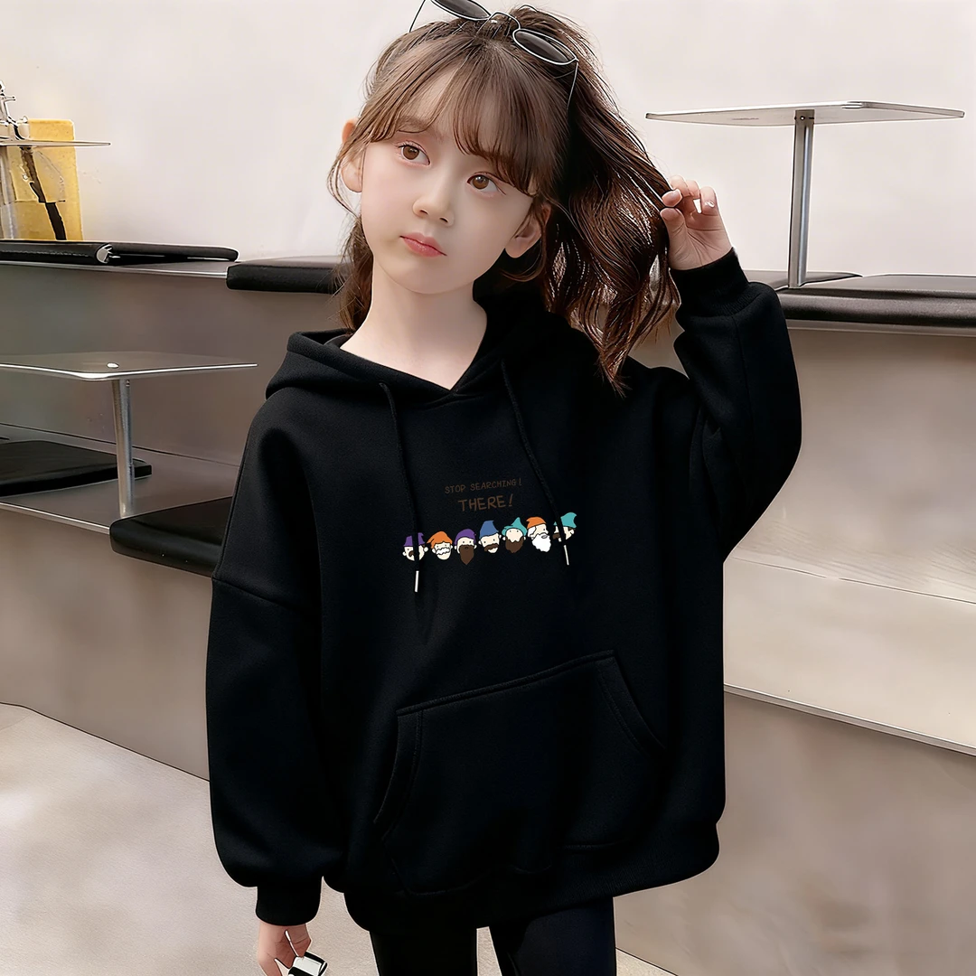 女童加绒卫衣2025韩版新款洋气中大童卡通时尚秋冬装宽松连帽上衣