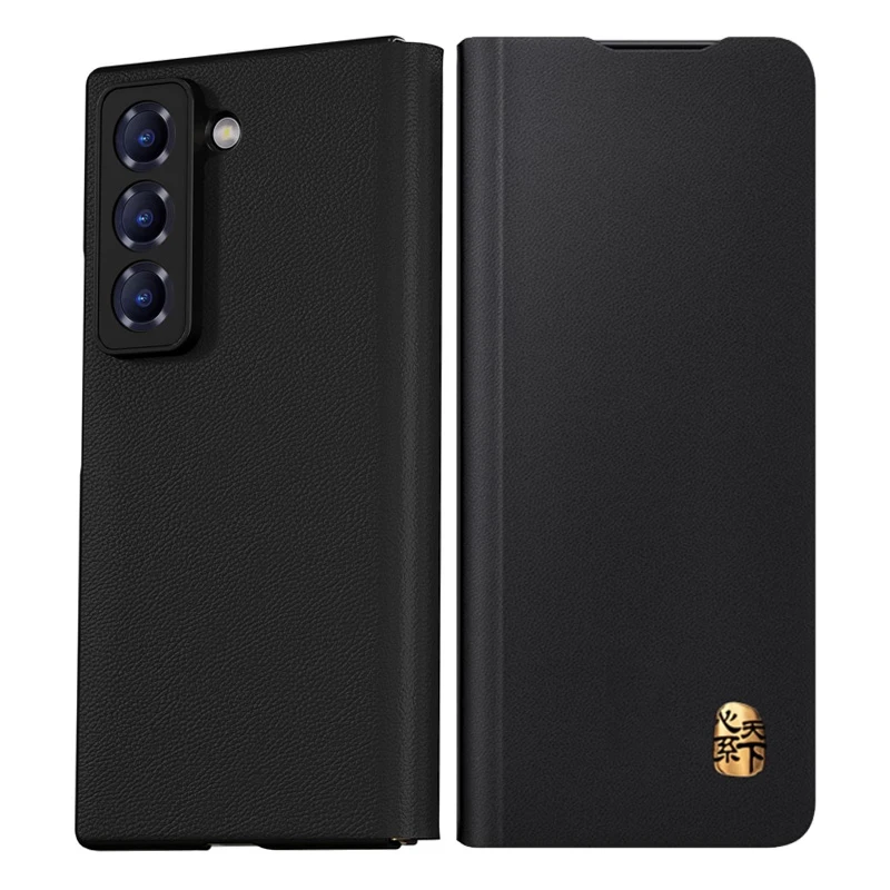 适用于三星w25折叠屏手机壳zfold6/5全包防摔磁吸翻盖高档素皮薄