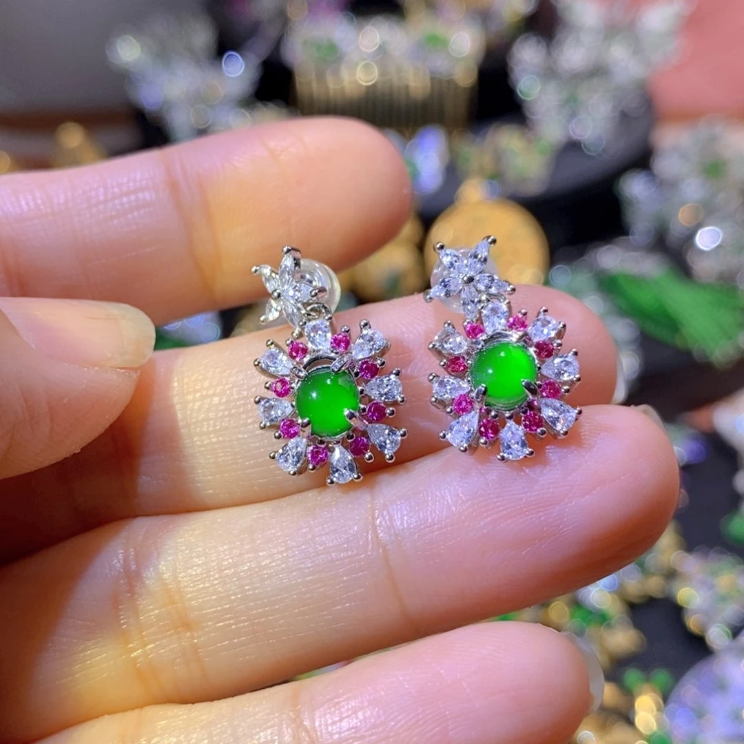 吊坠(不含链)银S925镶嵌翡翠