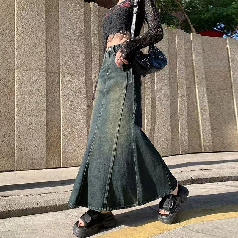 车  牛仔半身裙女高腰裙子1