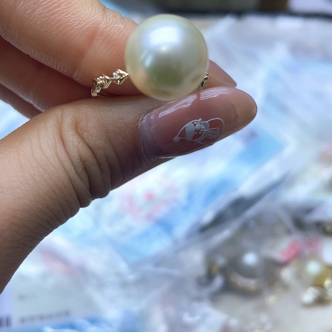 海水珍珠戒指18K金镶嵌