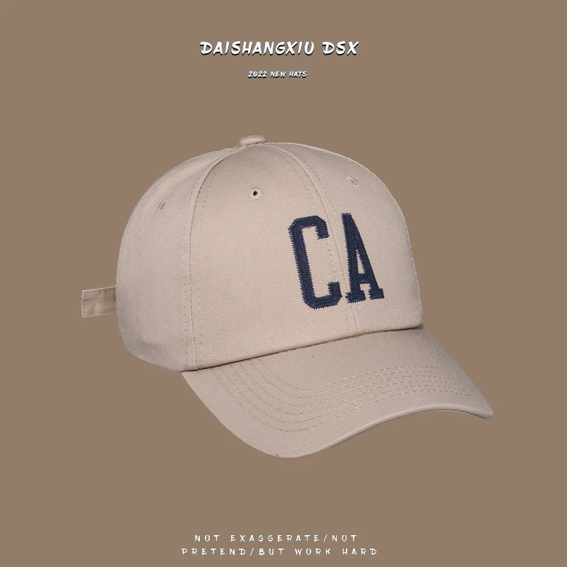 帽子女春夏季休闲百搭防晒鸭舌帽刺绣字母CA显脸小情侣棒球帽ins