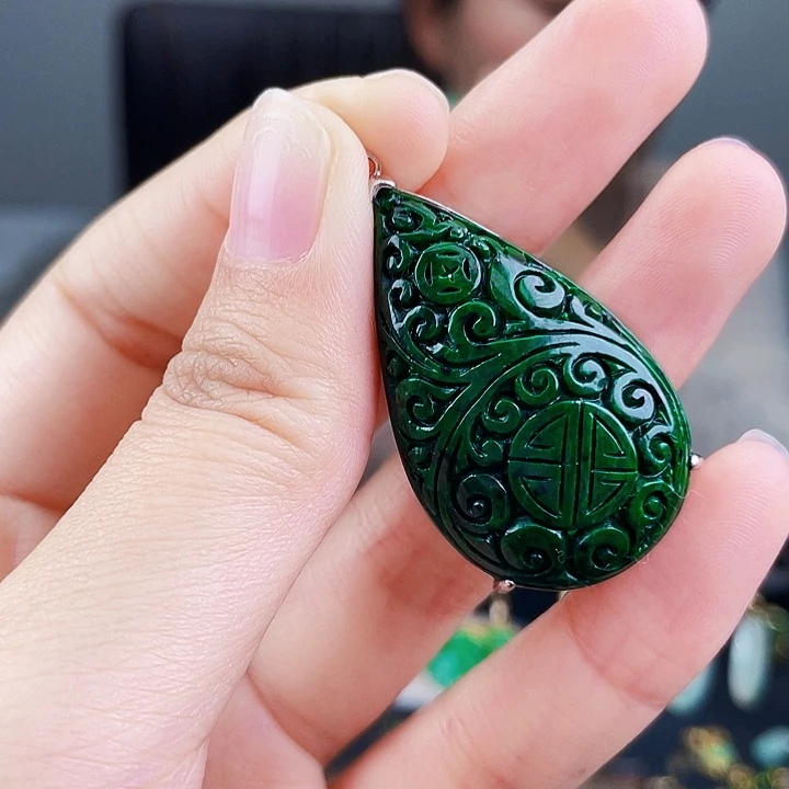 翡翠耳饰银S925镶嵌饰品