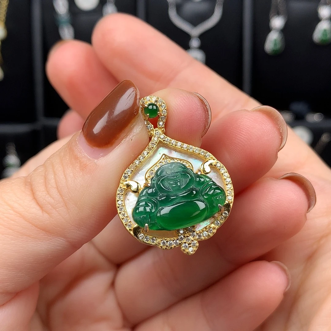 翡翠银S925镶嵌颈饰