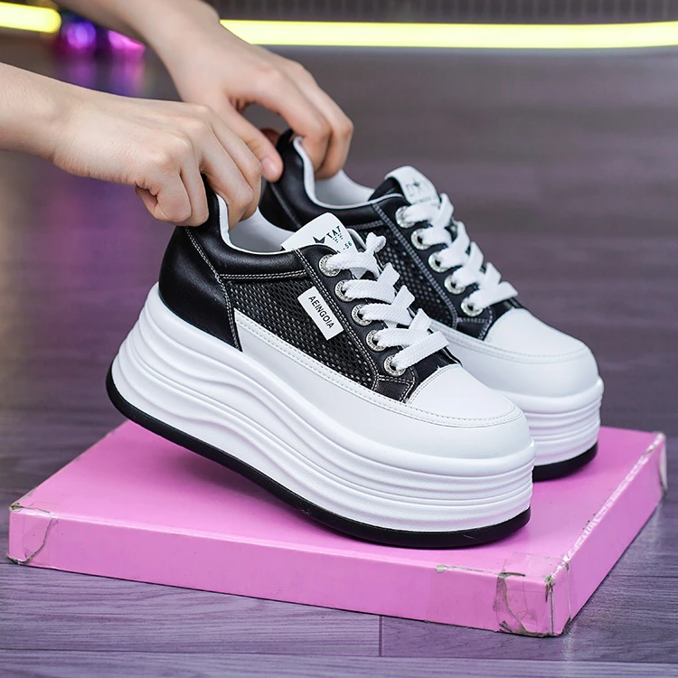 629新款厚底网面透气轻便舒适简约休闲时尚百搭小个子增高休闲鞋