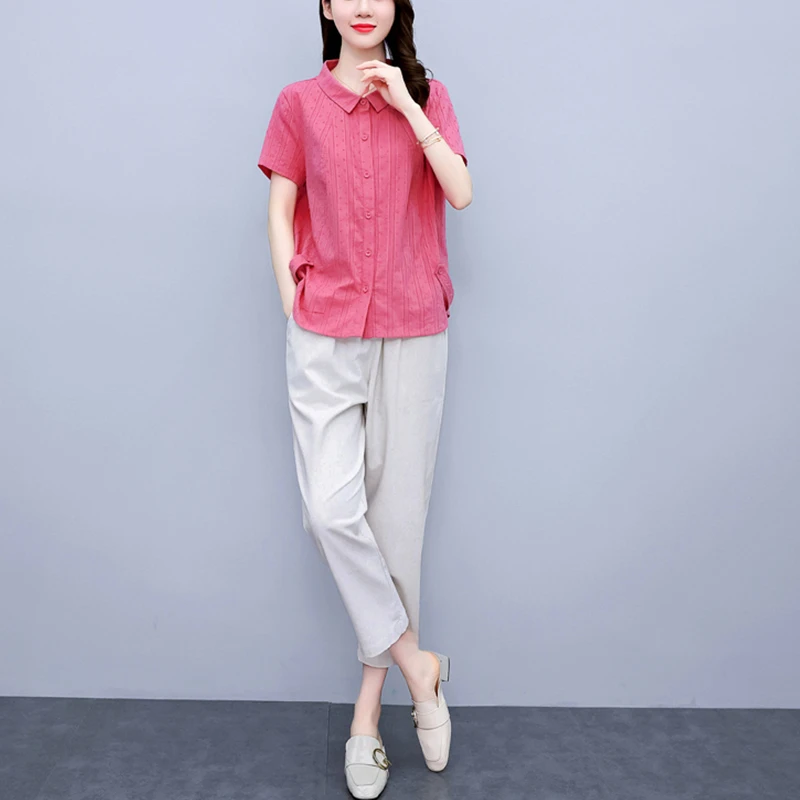 YX#时尚套装女新款夏季韩版显瘦气质减龄七分哈伦裤两件DY3931
