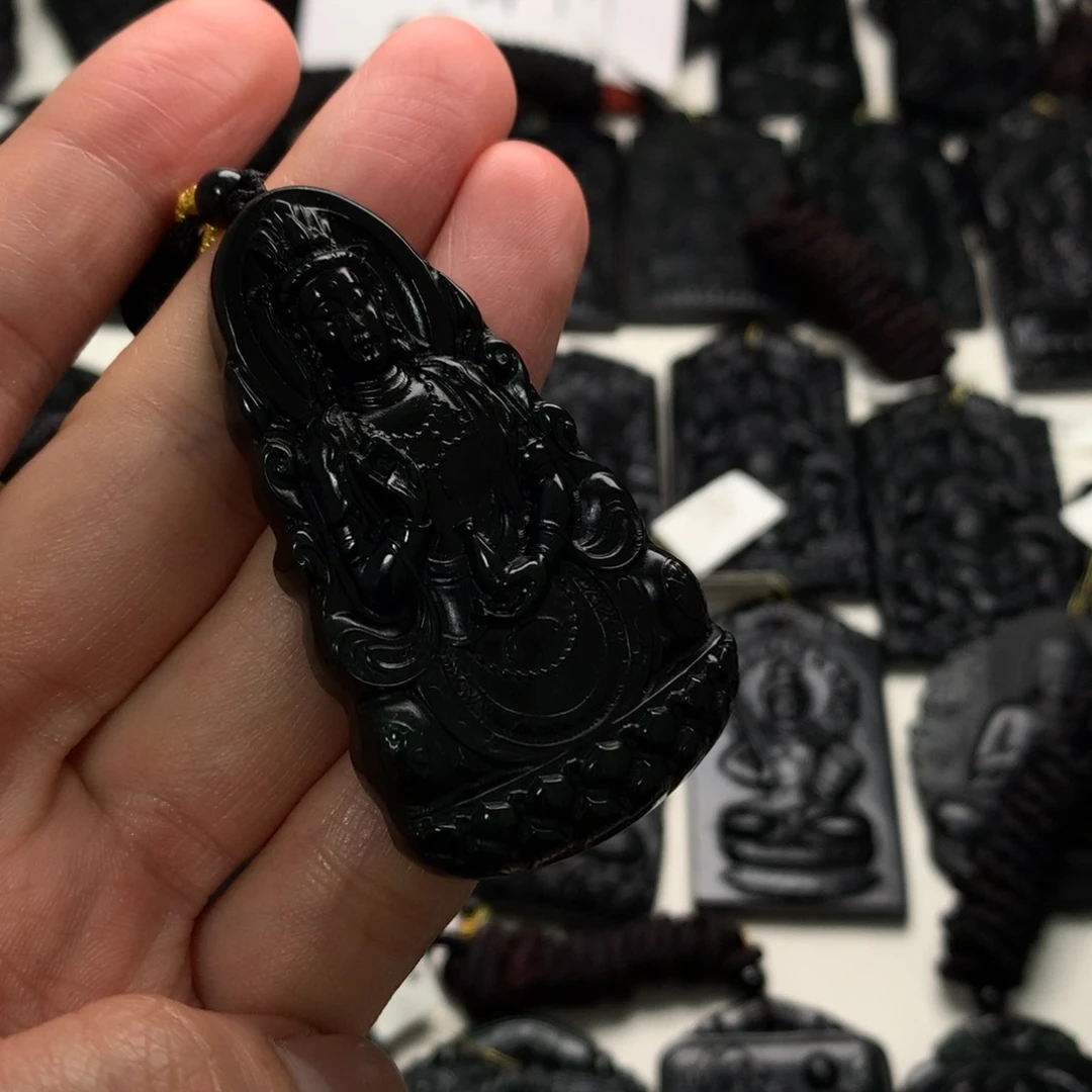 天然缅甸a货钢琴黑挂件