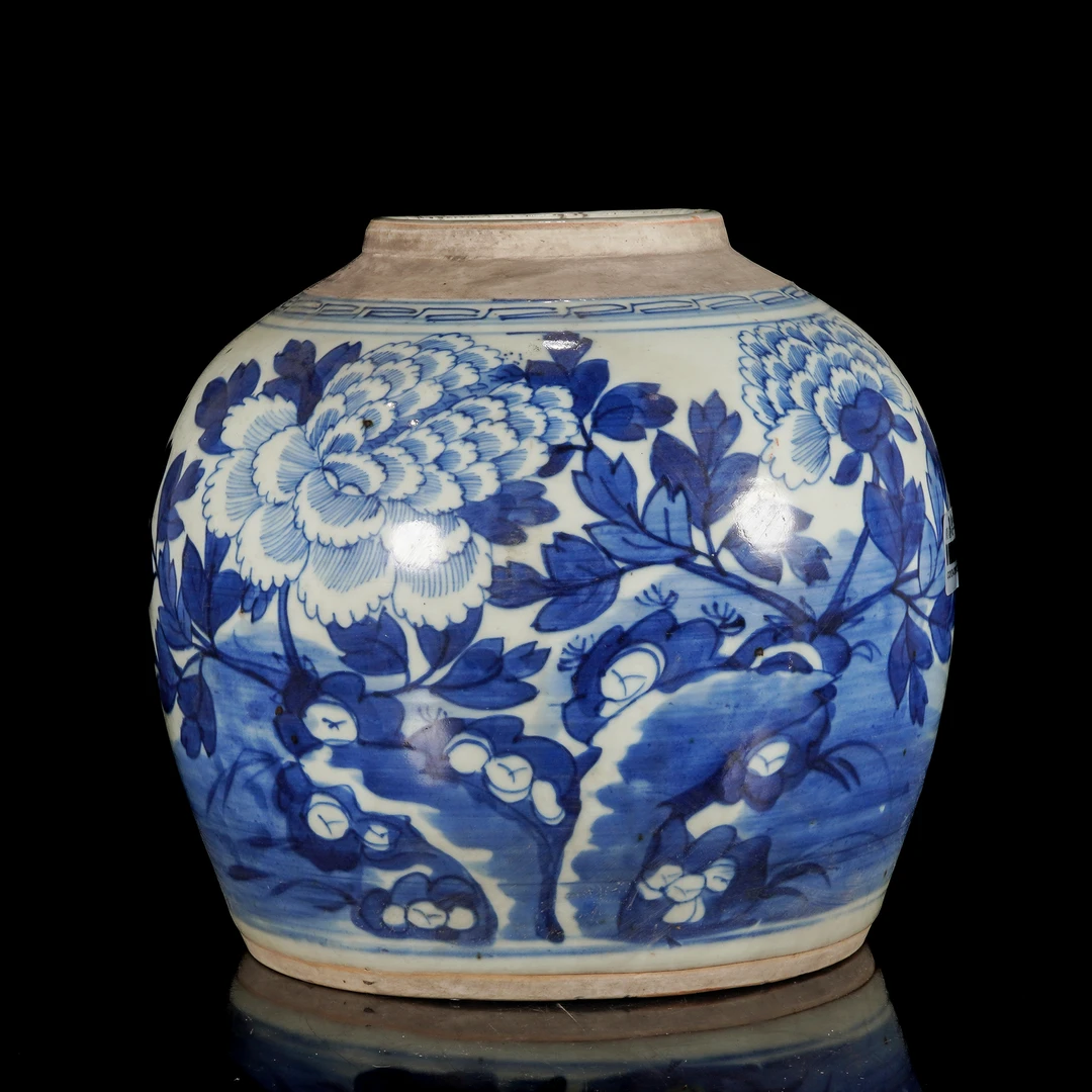 清 青花花卉纹小坛/c1252