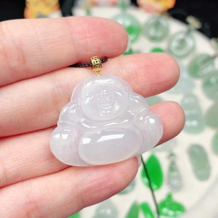 颈饰18K金镶嵌翡翠缅甸天然A货翡翠