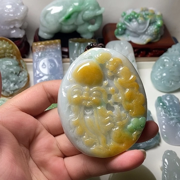 翡翠未镶嵌把件寿星