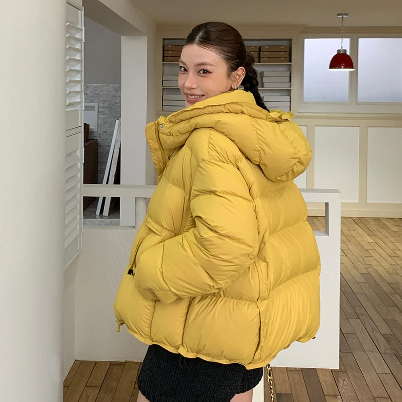 新款羽绒服女韩版宽松加厚连帽时尚百搭显瘦90白鸭绒女士冬季外套