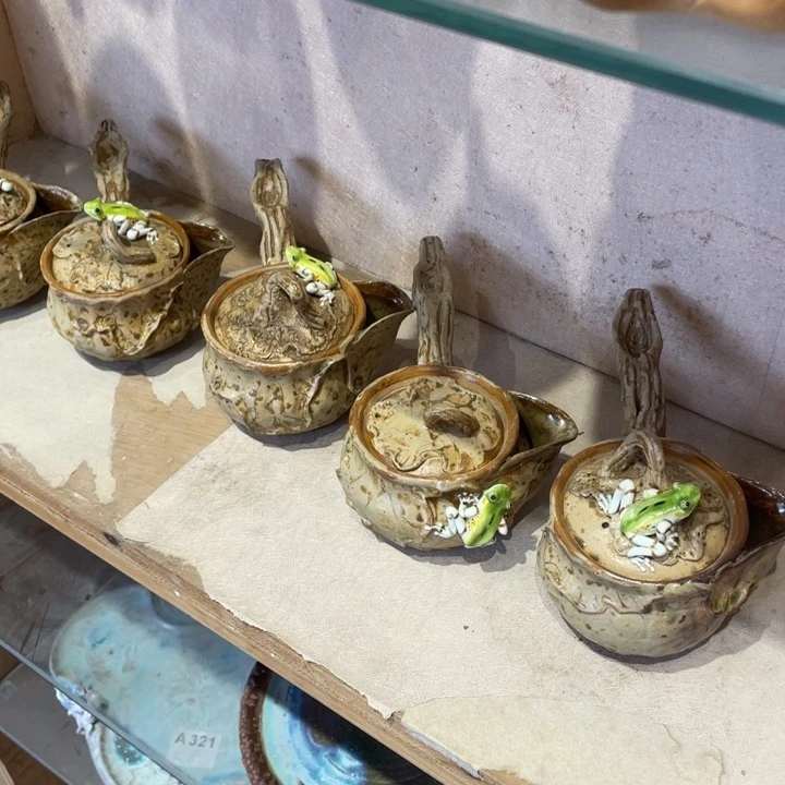 义5把手工制作陶瓷茶具茶杯青蛙