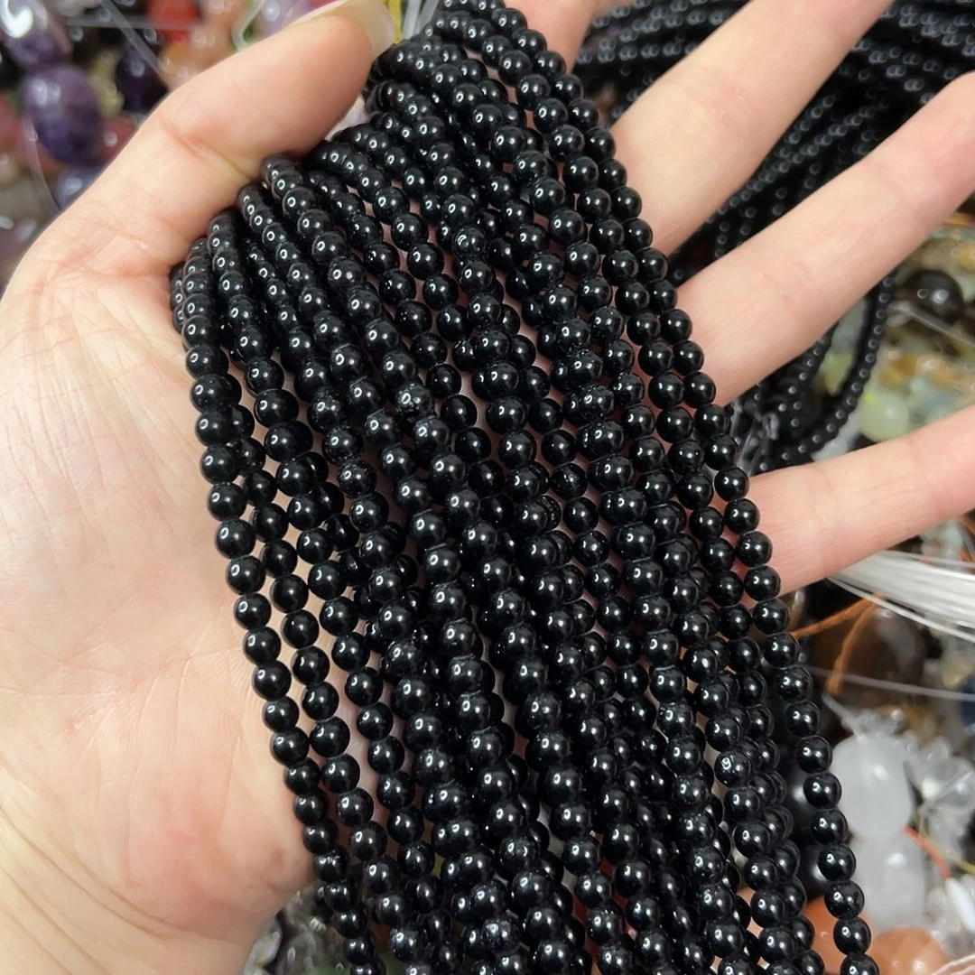玛瑙/玉髓未镶嵌珠宝半成品，卡4黑玛瑙2条