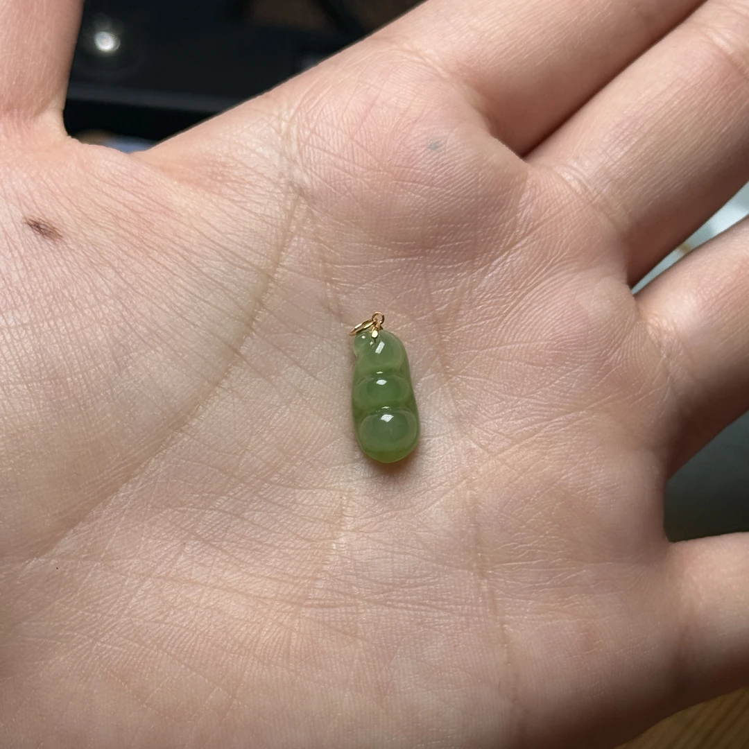 和田玉颈饰18K金镶嵌福豆白富美多样性拍一发一