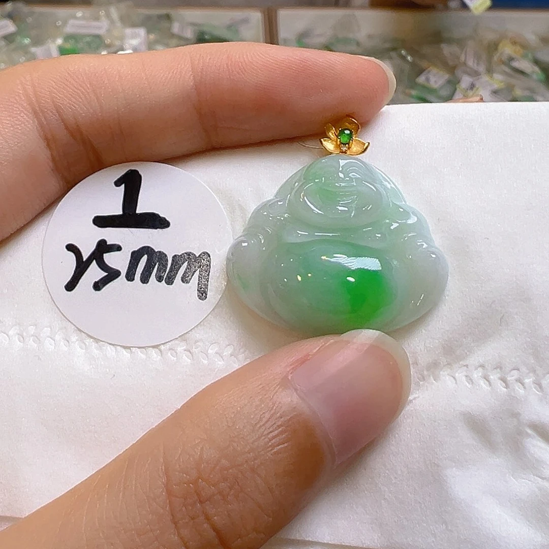 翡翠18K金镶嵌吊坠(不含链)翡翠