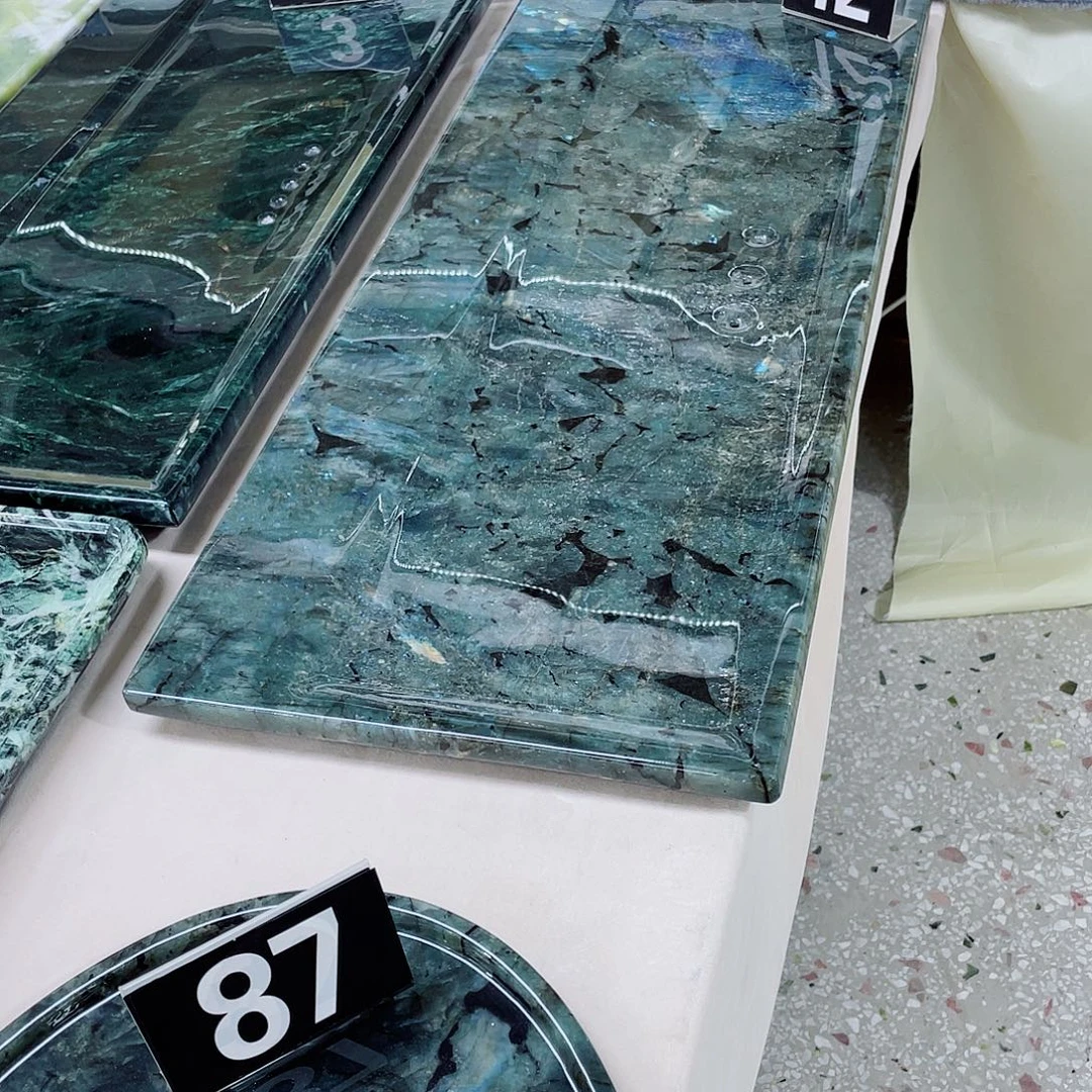 飘***哥天然奢石蓝翡翠茶盘70*29